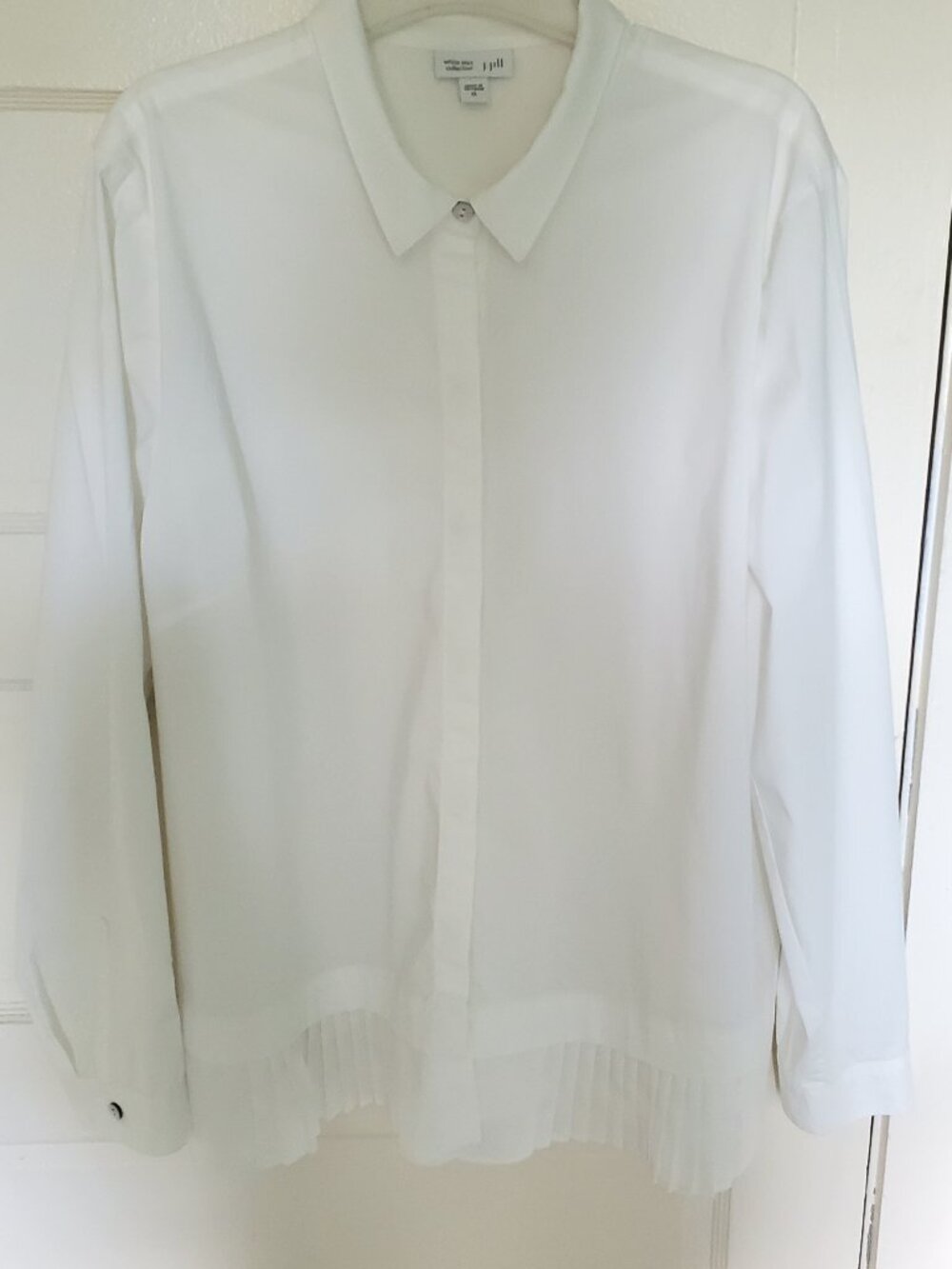 J Jill White Peplum Top Size XL L/S